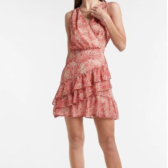 Paisley Ruffle Wrap Front Dress size Large express women's - Picture 1 of 8